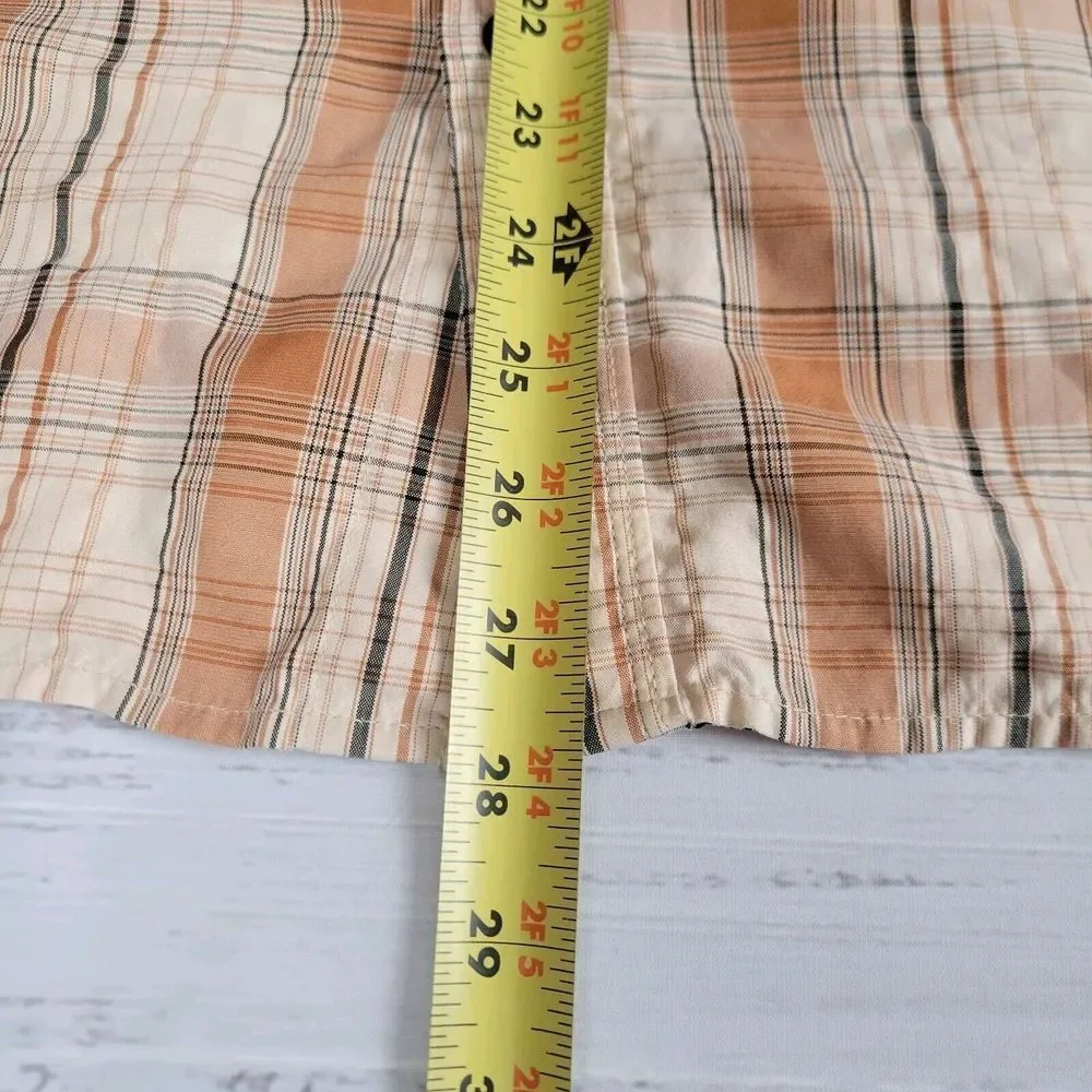 The North Face Shirt Mens M Brown Plaid Hiking Short Sleeve Seersucker Button Up